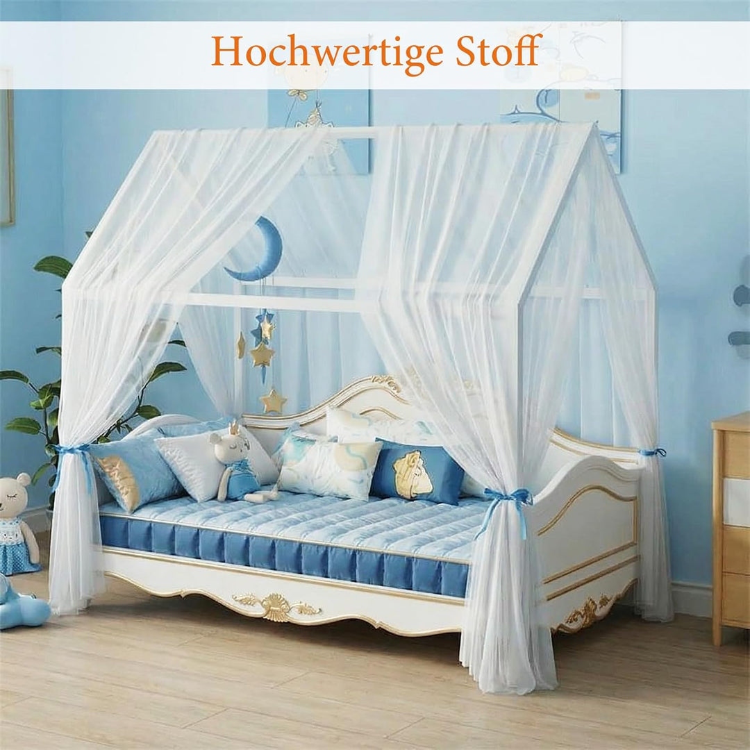 2 Stück Hausbett Himmel Set, Betthimmel für Hausbett Deko, Bett Vorhang für Mädchen und Jungen im Ki