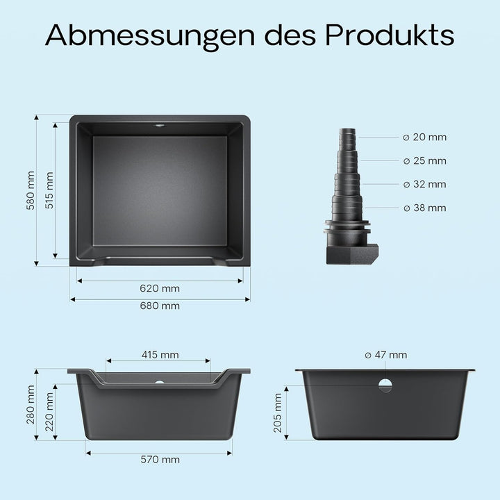 SunSun Wasserfall Bachlauf Wanne – Kaskadenwanne Bachlaufschale Teichwanne 75l