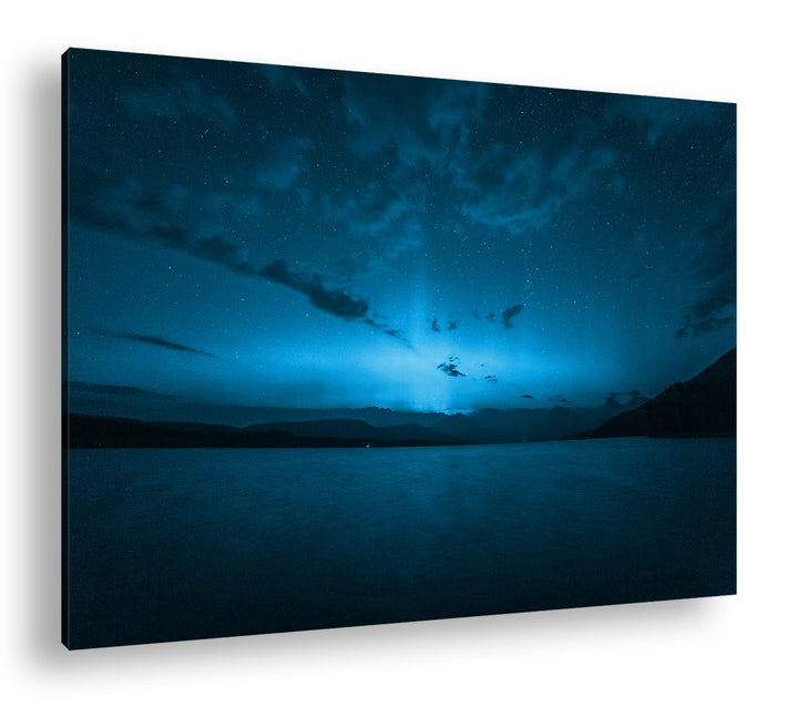 deyoli Dark Aurora Borealis Nordlicht Format 80x60 Effekt: Monocrome Blau als Leinwandbild, Motiv fe