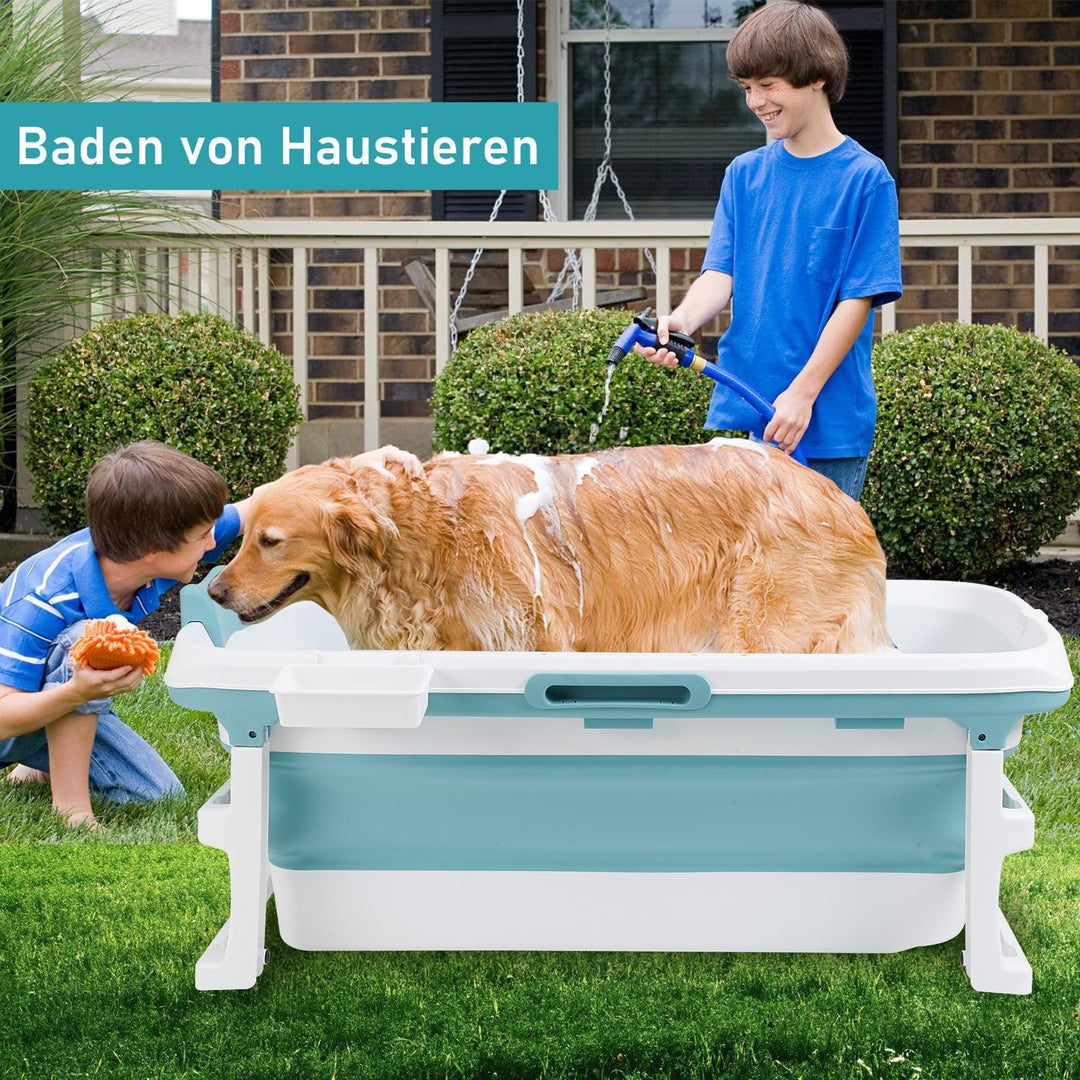 Faltbare Badewanne für Erwachsene, Klappbare Mobile Badewanne 132×60×50 cm, Tragbar &amp; Platzsparend,