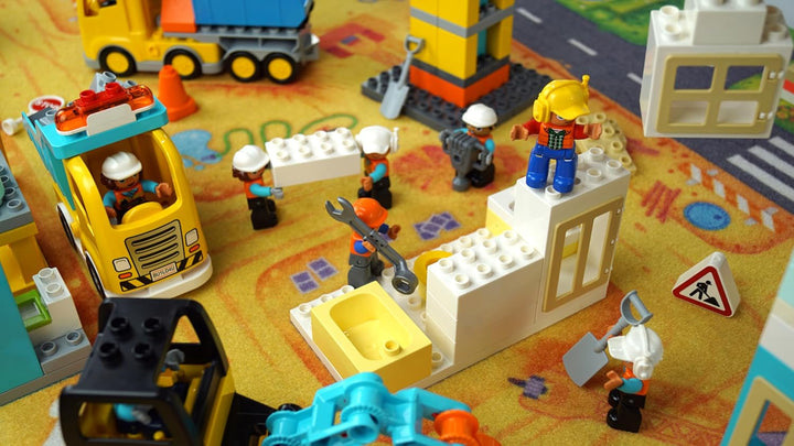 HuggyPlay Spielteppich Baustelle Kinderteppich 90 x 150 cm, Baustelle