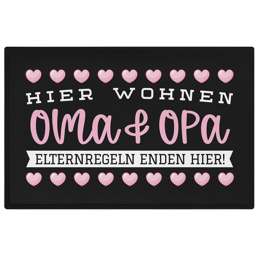 Trendation - Oma Und Opa Fussmatte Geschenk Hier Enden Elternregeln Grosseltern Schmutzfangmatte 60x