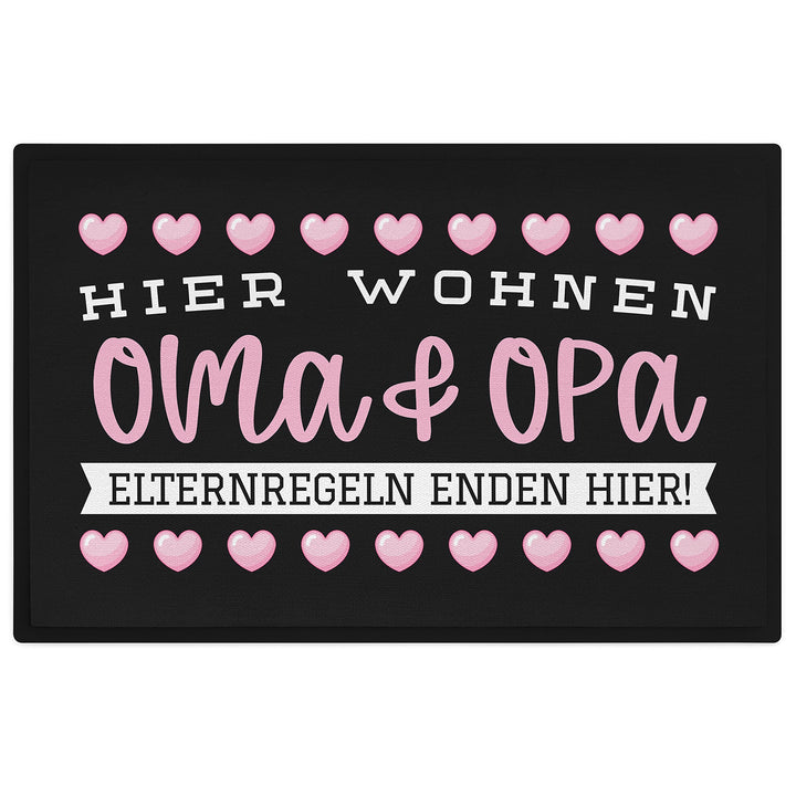 Trendation - Oma Und Opa Fussmatte Geschenk Hier Enden Elternregeln Grosseltern Schmutzfangmatte 60x