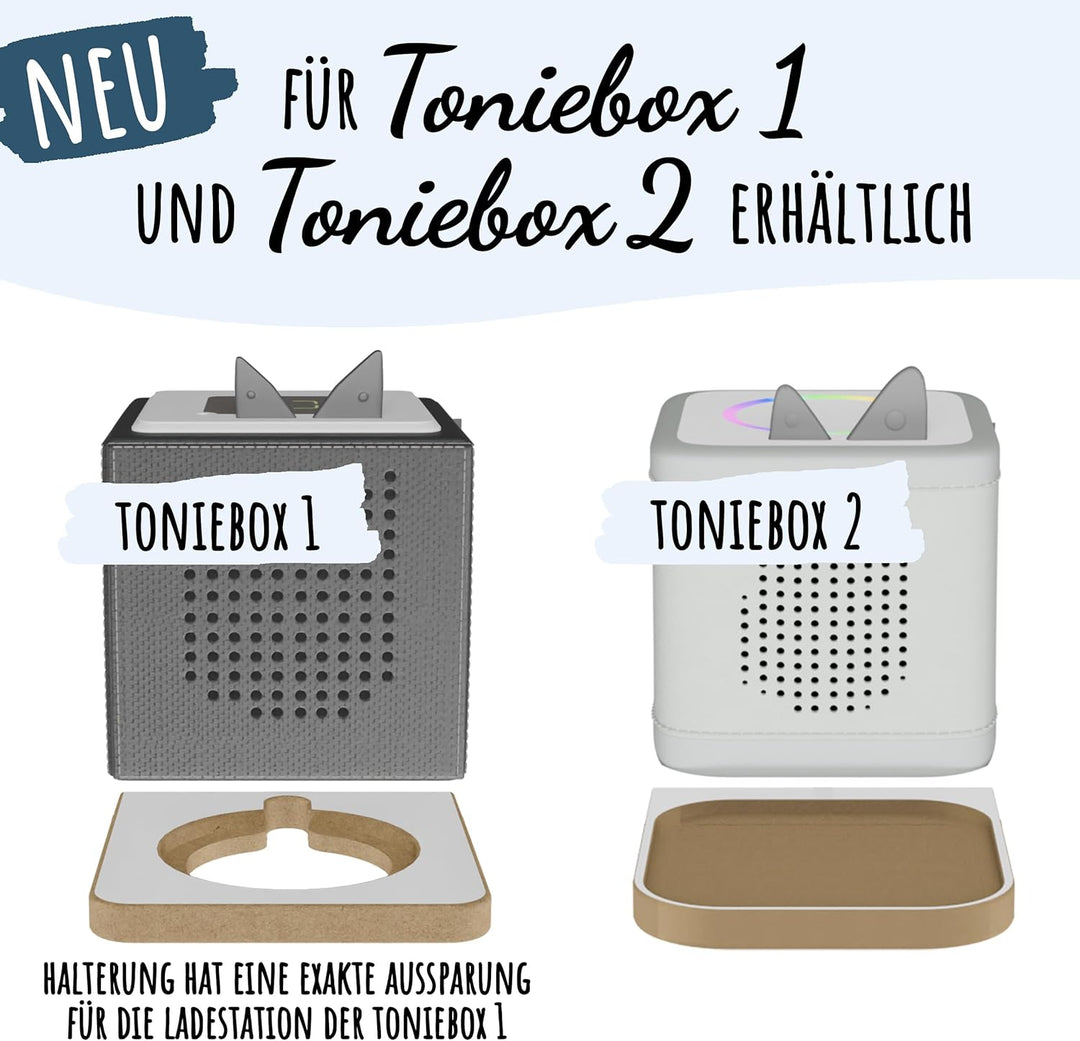 Holzura Wal Tonie Regal für Toniebox 1 – personalisiertes magnetisches Wandregal für über 50 Toniefi