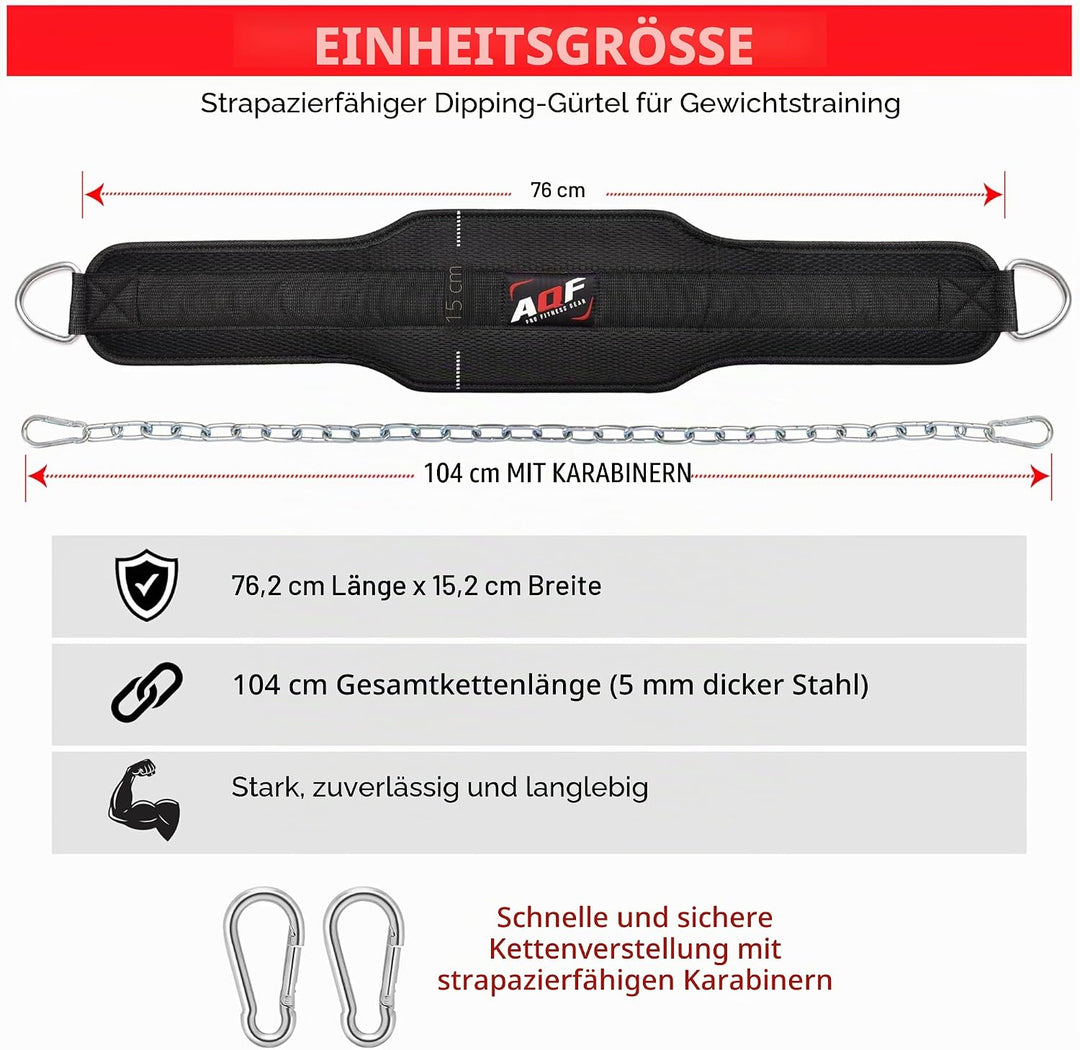 AQF Dip Gürtel Mit Stahlkette, Neopren Fitness Gewichthebergürtel, Gewichtsgürtel, Bodybuilding Dip