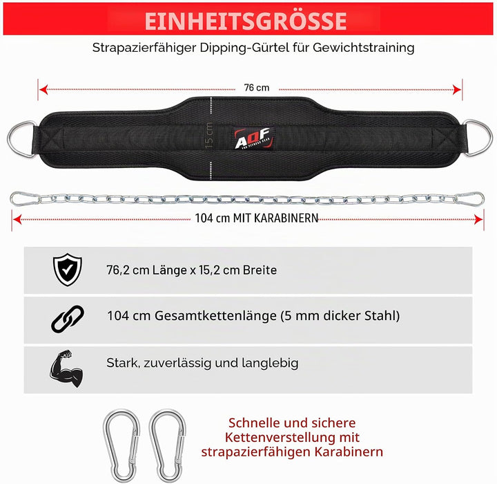 AQF Dip Gürtel Mit Stahlkette, Neopren Fitness Gewichthebergürtel, Gewichtsgürtel, Bodybuilding Dip