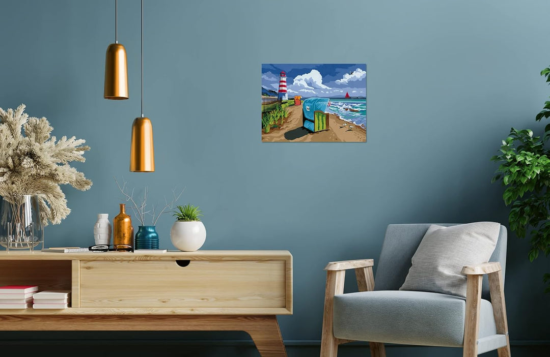 Ravensburger CreArt 23547 - Urlaub an der Ostsee - Malen nach Zahlen Erwachsene, DIY Malset mit Pins
