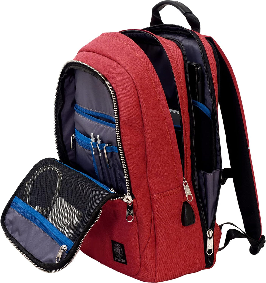 Invicta Biz L Bürorucksack - Rot - Laptopständer bis 15,6 Zoll - USB-Adapter - Arbeit Rot Iv L, Rot