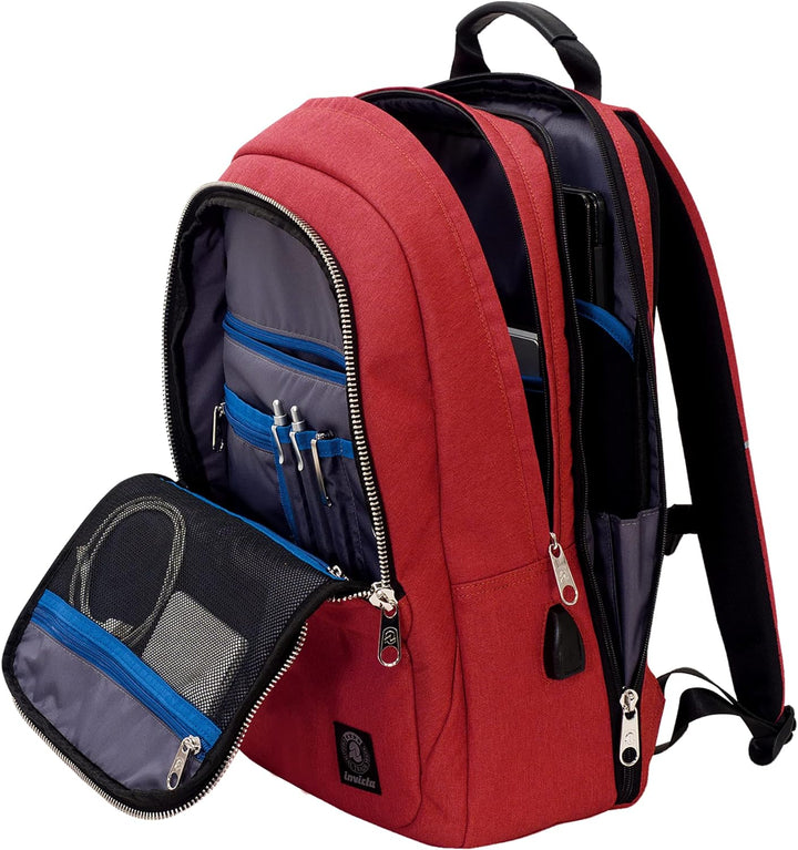 Invicta Biz L Bürorucksack - Rot - Laptopständer bis 15,6 Zoll - USB-Adapter - Arbeit Rot Iv L, Rot