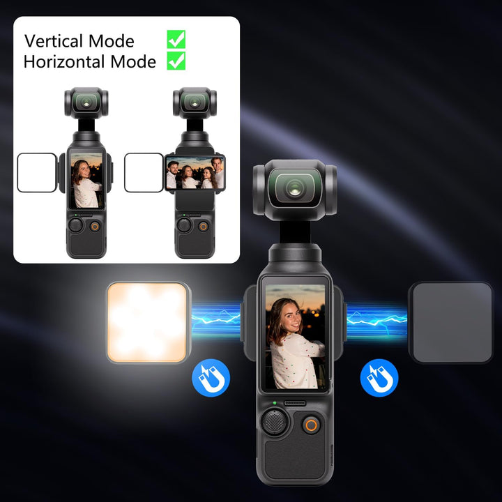 Pocket 3 Magnetisches Mini Video Licht, Farbtemperatur in 3 Stufen, Helligkeit in 2 Stufen, 300mAh A