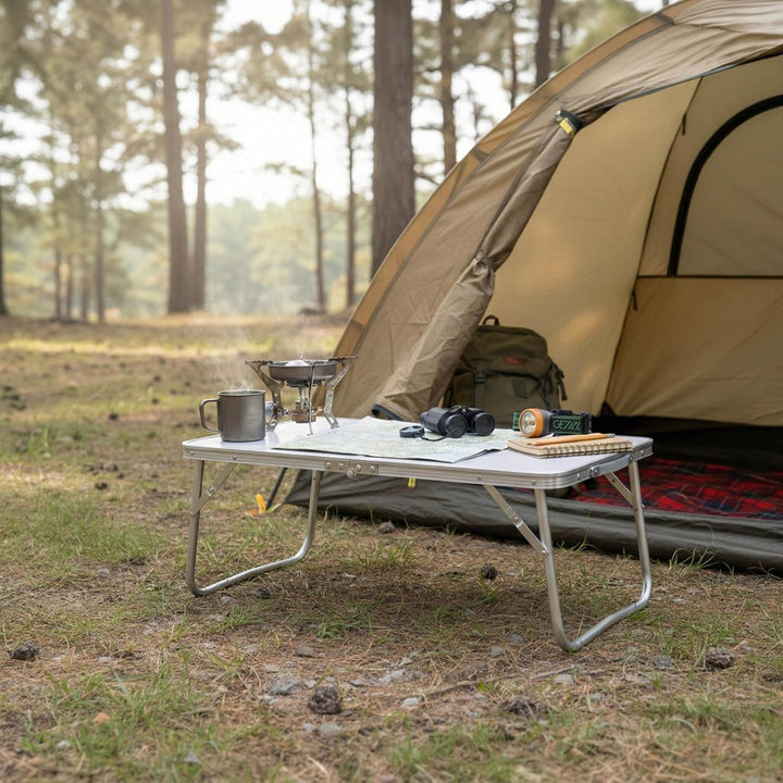 Klappbarer Reisetisch, tragbarer Campingtisch, 60×40×26,5 cm (Weiss), Weiss