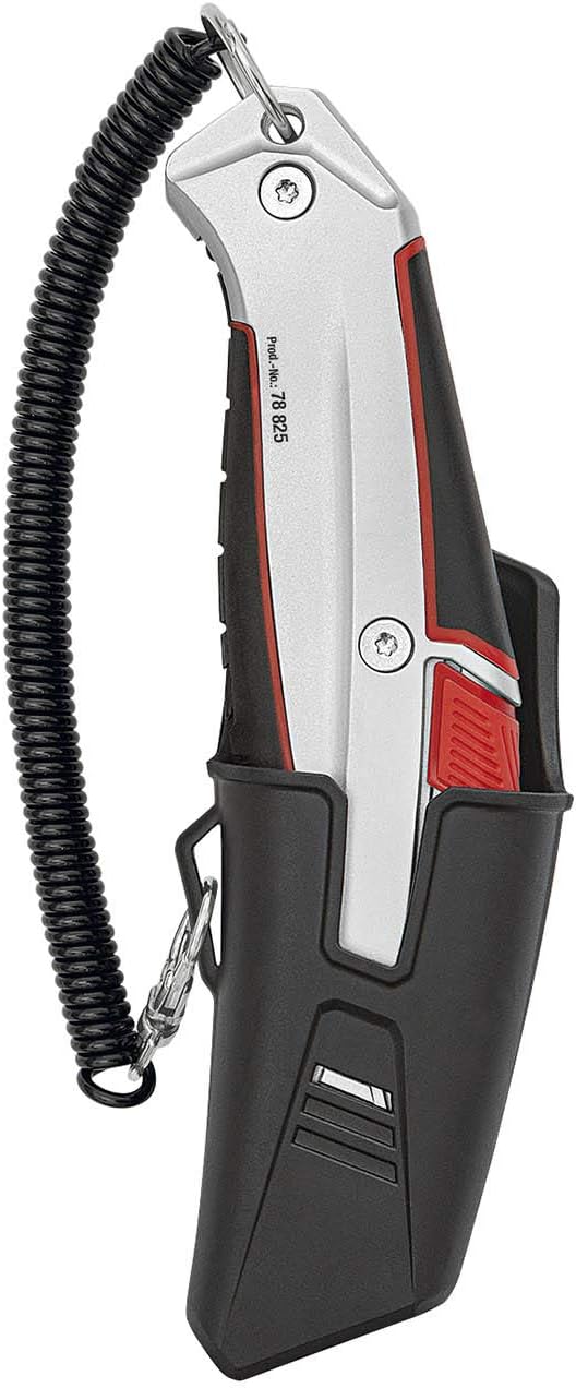 WEDO 78825 Safety Cutter Aluminium, automatischer Klingenrückzug, Aluminiumgehäuse, Gummi Griffzone,