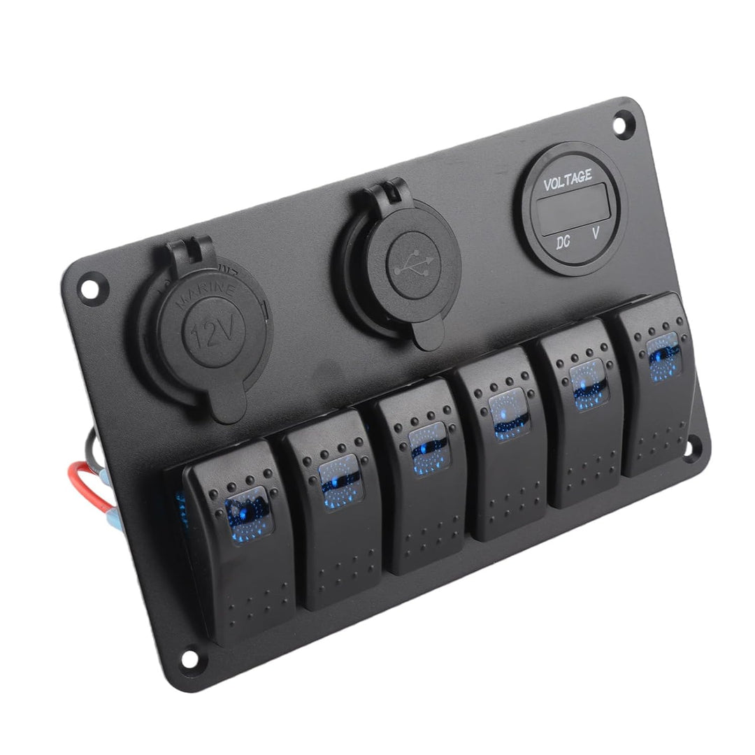 Schalter Panel Rocker Schalttafel Wippschalter Panel Schalter Panel 12V 24V 6 Gang Auto Boot LED Wip