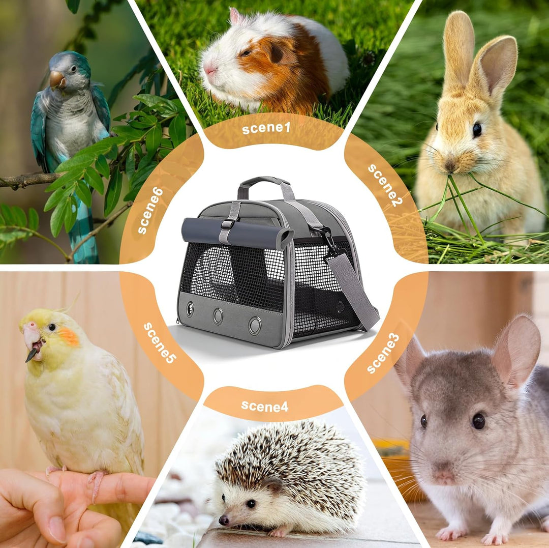 Transportbox Kleintiere, 35×23×25cm Faltbare Atmungsaktiv Transporttasche, Haustier-Tragetasche mit