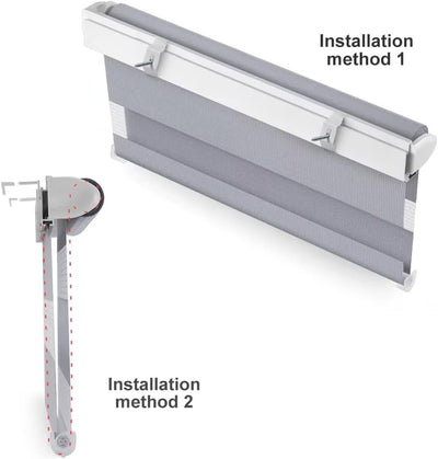 OBdeco Doppelrollo Duo Rollo Klemmfix ohne Bohren für Fenster lichtdurchlässig und verdunkelnd (95x2