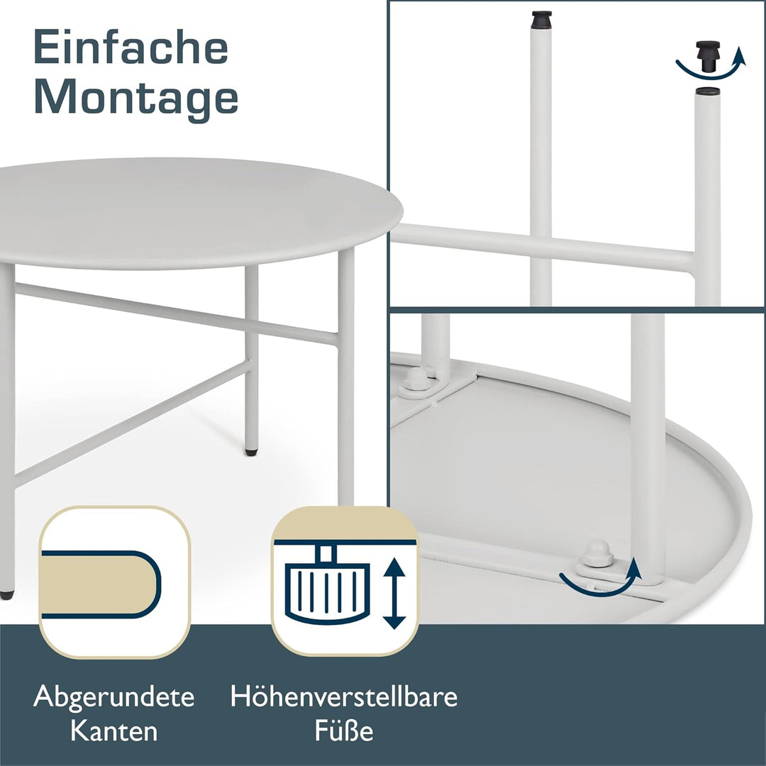 Beistelltisch Outdoor Gartentisch Rund Ø 53 cm Tischplatte Kratzfest – Stabiler Wohnzimmer Couchtisc