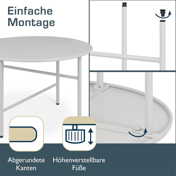 Beistelltisch Outdoor Gartentisch Rund Ø 53 cm Tischplatte Kratzfest – Stabiler Wohnzimmer Couchtisc