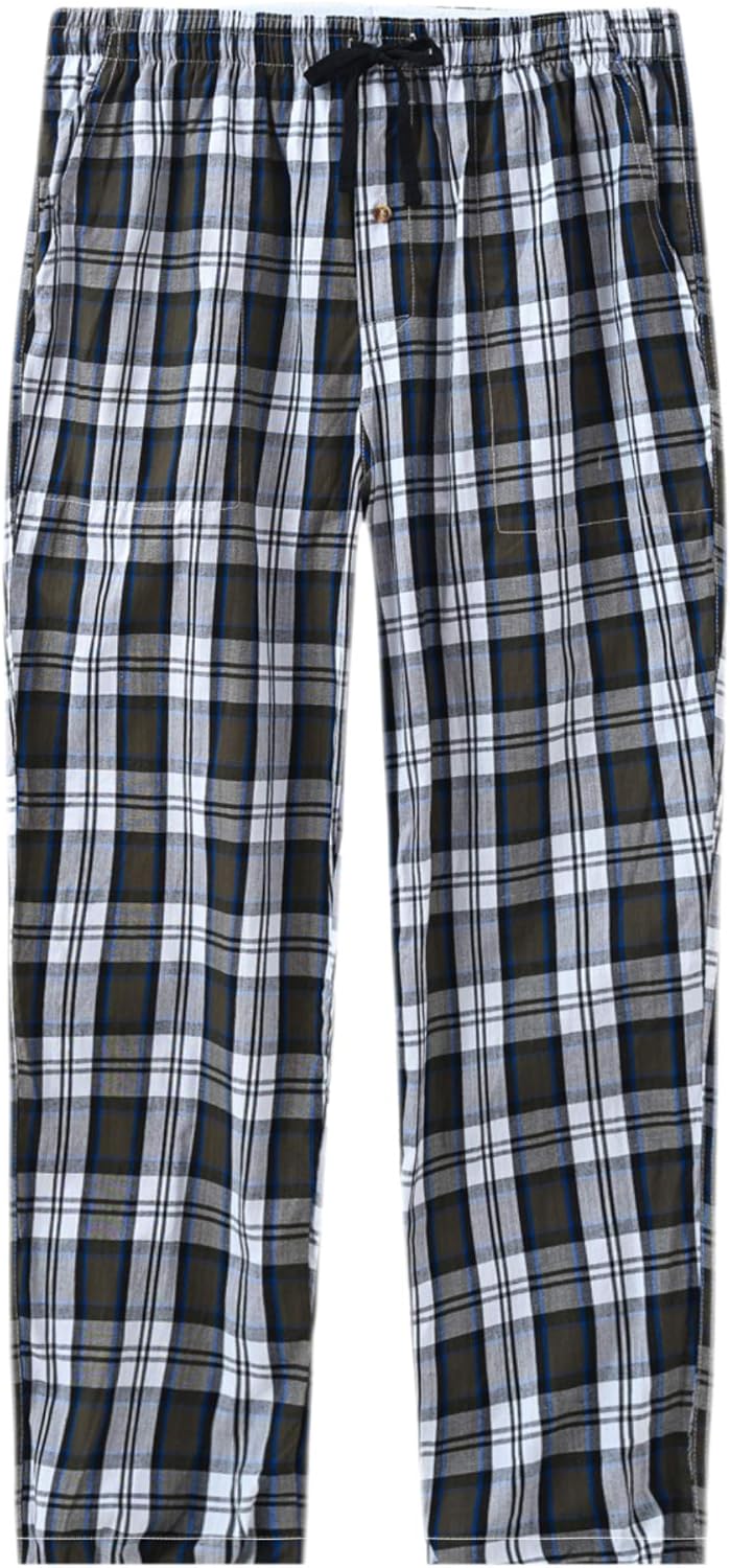 MoFiz Herren Schlafanzughose Baumwolle und Polyester Pyjamahose Lange Karierte Freizeithose Loungeho