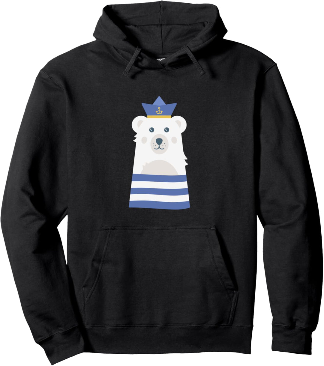 Eisbär Maritim Kapitän Bootfahren Yacht Segeln Seemann Pullover Hoodie