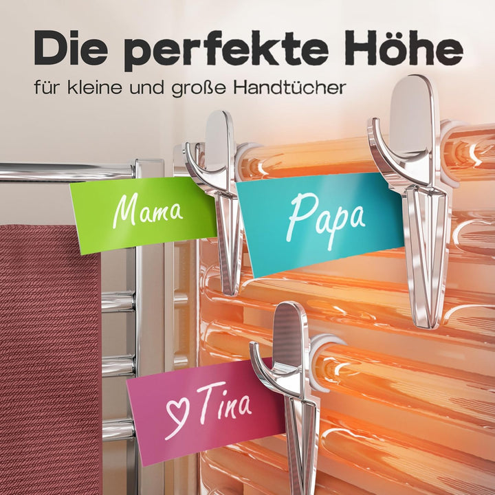 Einfach Genial - Handtuchhalter Heizkörper chrom im 6er Set – Made in Germany – Hakenclip der origin