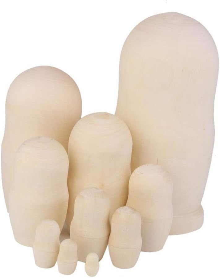 Gadpiparty 10 Stück Leere Nistpuppen Handgefertigte DIY-Rohlinge aus Holz Russland Nistpuppen Wunsch