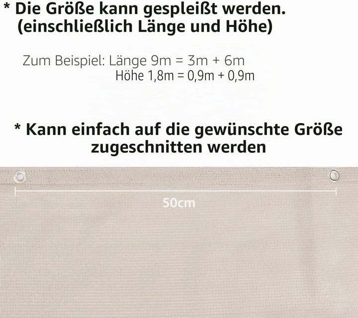 Sekey Balkon Sichtschutz Balkonabdeckung HDPE 220 g/m², 90x500cm, Leicht Transparent Wind- und UV-Sc