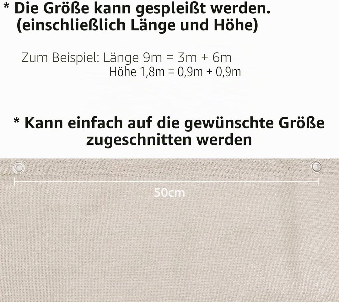 Sekey Balkon Sichtschutz Balkonabdeckung HDPE 220 g/m², 90x300cm, Leicht Transparent Wind- und UV-Sc