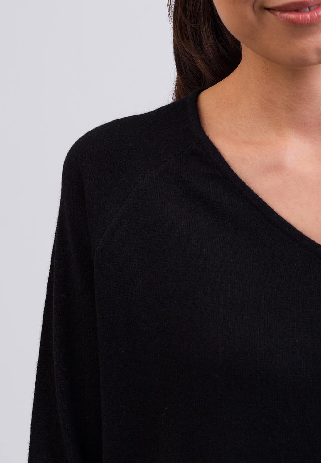100% Kaschmir Damen Pullover mit geradem Schnitt und Seitenschlitz | Sweater V-Ausschnitt 2-fädig S