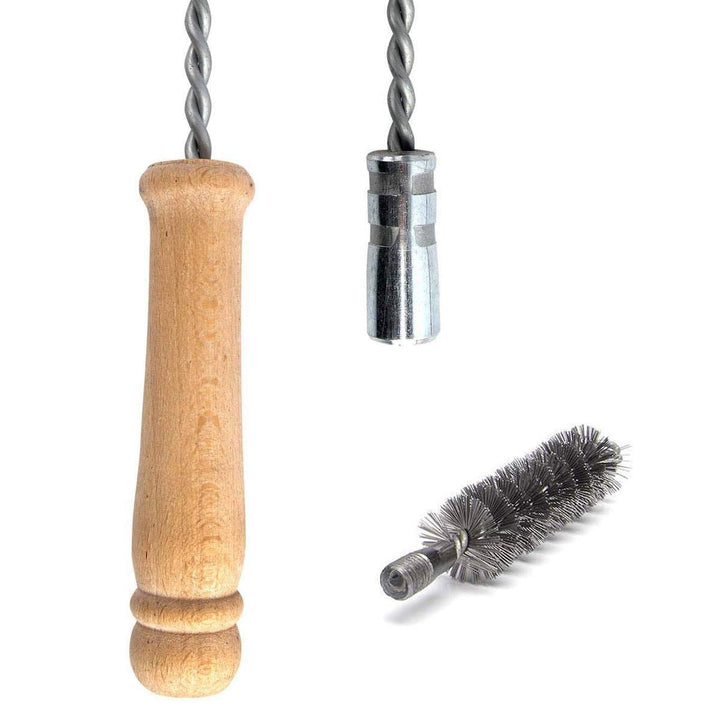 Schubstange Kesselstab FLEXIBEL Holzgriff M12 Länge 120cm + 40 mm Heizkesselbürste Kesselbürsten Ofe