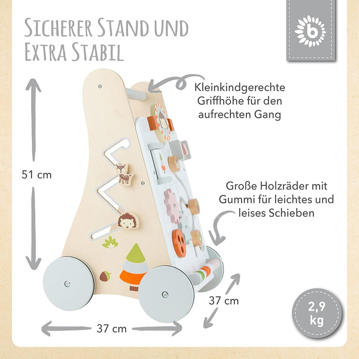 Bieco Lauflernwagen Holz | ab 1 Jahr | Multifunktionale Baby Lauflernhilfe | Laufwagen für Babys zur
