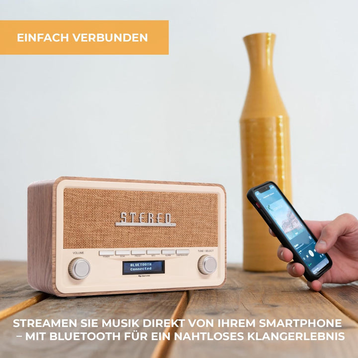 Denver Retro-Bluetooth-Radio, DAB-18 WH, Sport, Mehrfarbig (Mehrfarbig), Einheitsgrösse