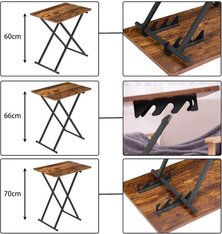 HOOBRO Beistelltisch Klappbar, Extra Gross Sofatisch, verstellbare Höhe Klapptische, 60 x 40 x 60 cm