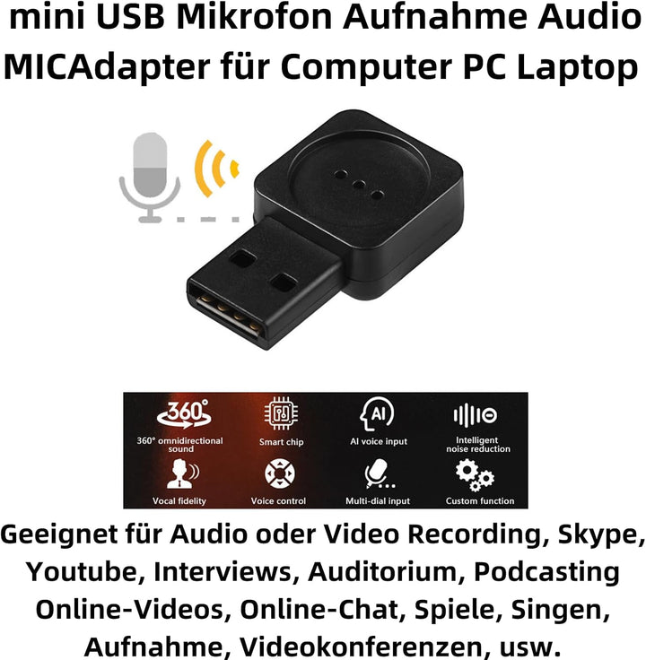 Q80S Mini USB Mikrofon 2.0 – Ideal für Videoanrufe, Zoom, Online-Kurse &amp; Streaming – Noise Cancellin