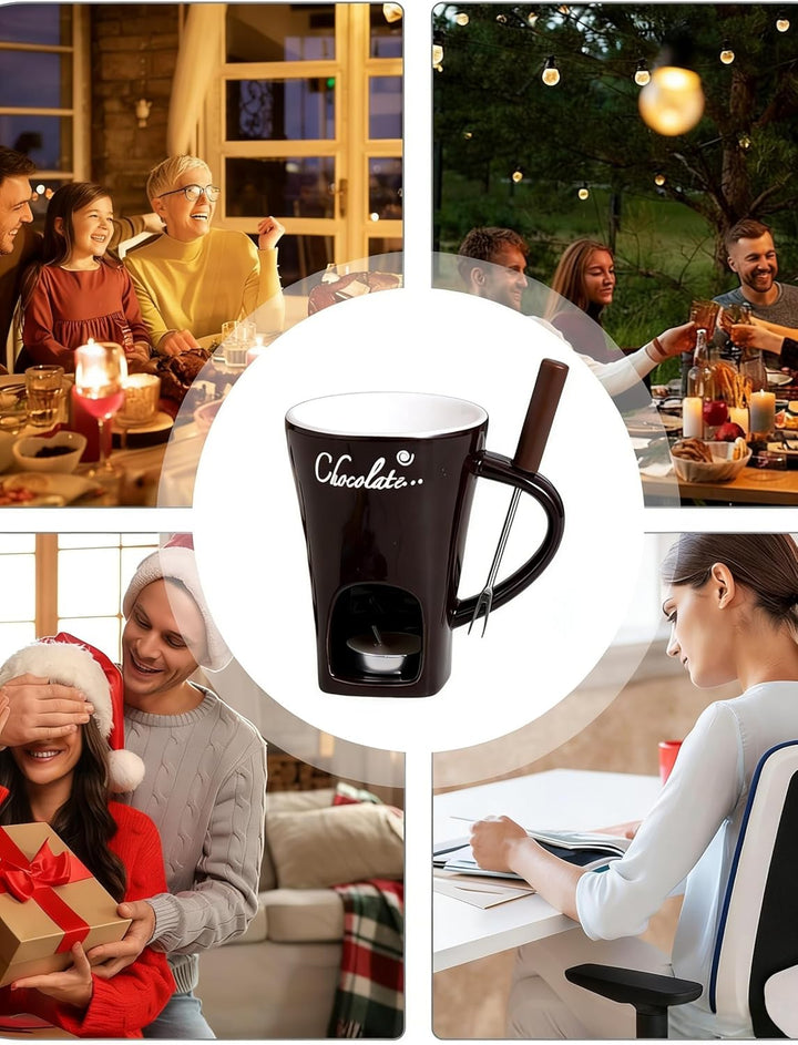 Schokoladenfondue Tasse Schoko Fondueset Fondue Tasse Schokofondue Teelicht Schokofondue Mit Gabeln