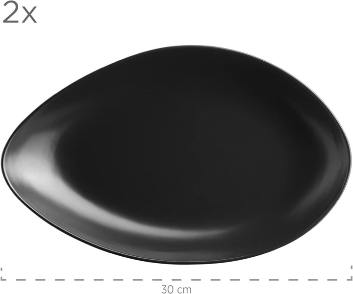 Mäser Tellerset, Keramik GLENDALE, Schwarz / Weiss Teller-Set Tief, Teller-Set Tief