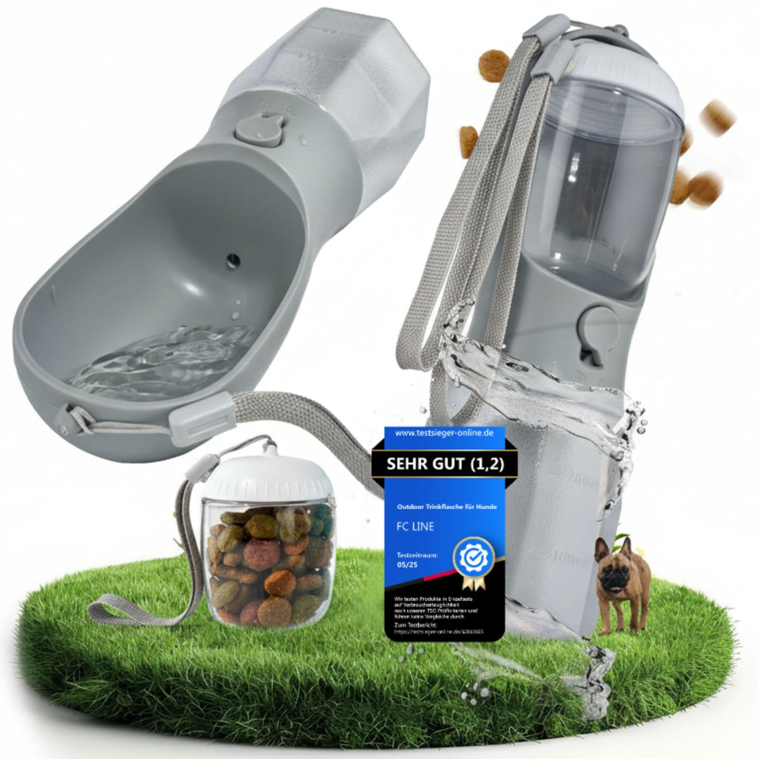 Hundetrinkflasche 300ml – 3-in-1 Trinkflasche mit Napf & Rücklauffunktion – 100% auslaufsicher, BPA-