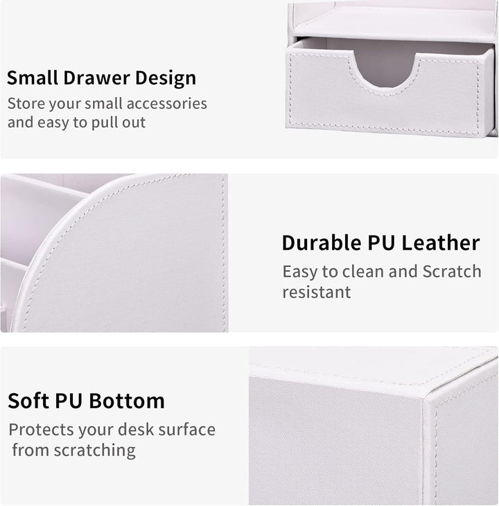 KINGFOM Büro Schreibtisch Organizer Ordnungssystem Tisch Organizer PU Leder Stiftehalter Stiftebox S