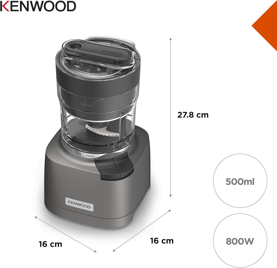 Kenwood Duo Prep 2-in-1 CHP80.000SI Multi-Zerkleinerer & Mahler, Quadblade-Klingen, Hochgeschwindigk