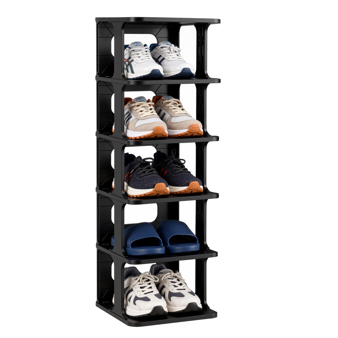 Ribelli Schuhregal 6 Ebenen, Schuhschrank Schmal, Stapelbar Klein Regal Hoch, Kunststoff Schuhablage