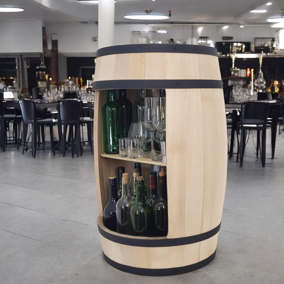 Kommode Vintage - Industriestil Fassbar 82cm- Whisky Bar 80cm - Holzfass - Sideboard Vintage- Wein T