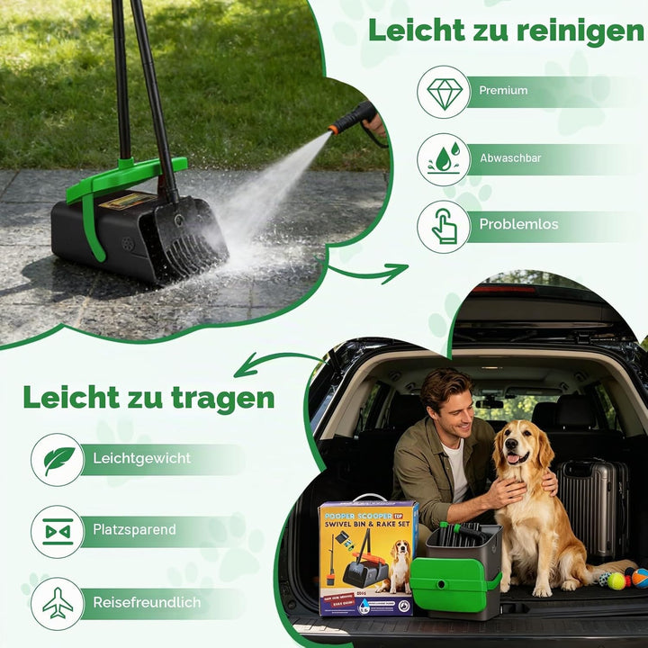 Hundekotschaufel Schwenkbehälter Rechen Spaten, Drehbarem Hundekotsammler Hundekotpicker, Kotschaufe