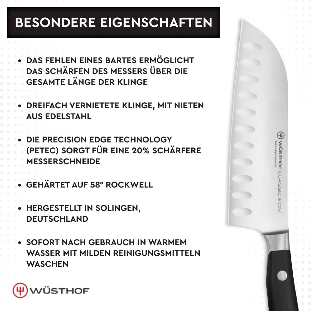 WÜSTHOF Classic Ikon Santoku 14 cm, Schwarz Schwarz 14 cm Single