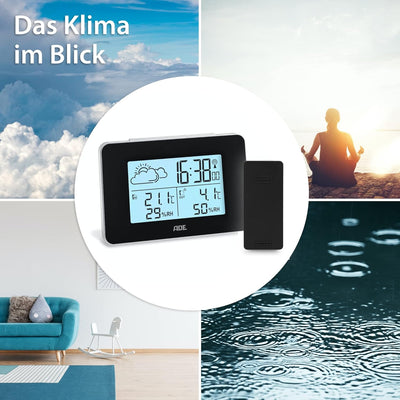 ADE Digitale Wetterstation Funk mit Aussensensor | Innen und Aussentemperatur | Luftfeuchtigkeitsmes