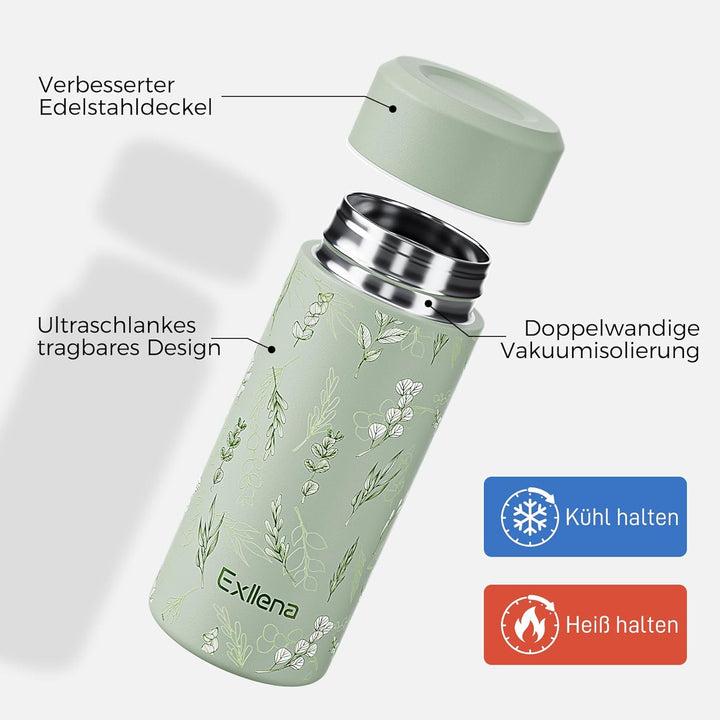 Mini Thermosflasche 250ml mit Edelstahl-Deckel, Trinkflasche Klein Doppelwandige Vakuum–Ultra-Kompak