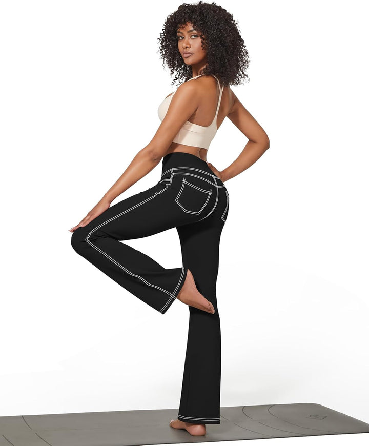 G4Free Activewear-Hosen für Damen mit 4 Taschen Bootcut Jeans Yoga Hosen Damen Stretch Hohe Taille Y