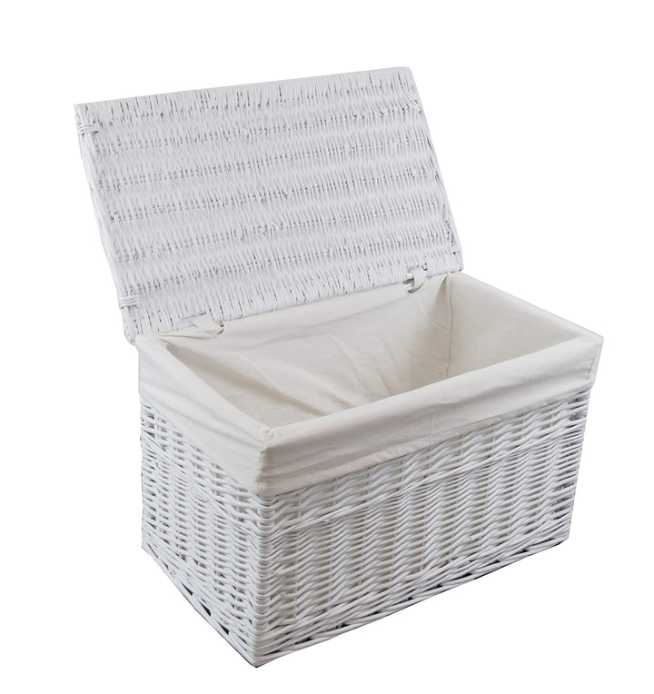 DVier Wäschekorb Weide weiss rechteckig Bezug Deckel 70x42 H.42 08WRt02-d