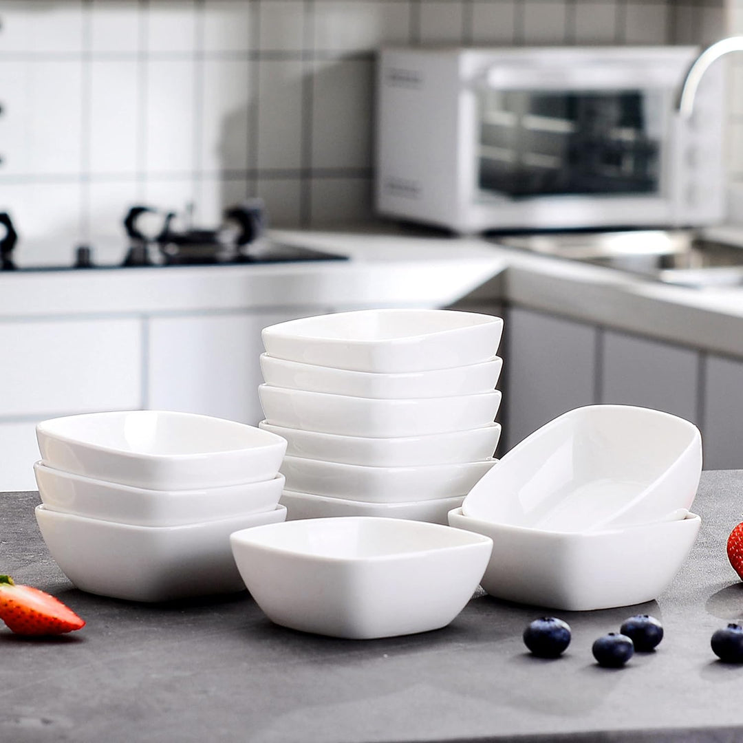MALACASA, Serie Ramekin.Dish, 12-tlg. Set MINI Porzellan Dessert Schälchen, Dessertschalen, Snacksch