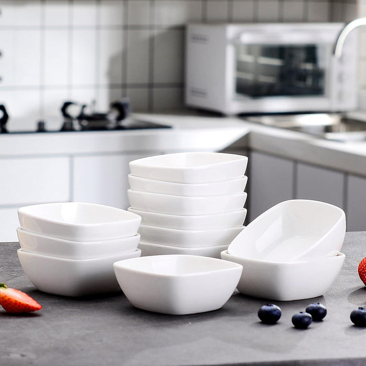 MALACASA, Serie Ramekin.Dish, 12-tlg. Set MINI Porzellan Dessert Schälchen, Dessertschalen, Snacksch