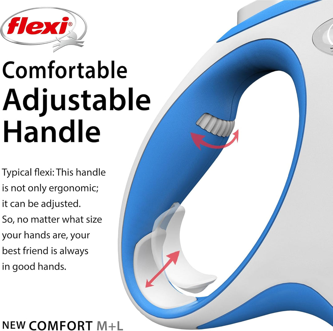FLEXI New Comfort einziehbare Hundeleine (Band), ergonomisch, robust und verhedderungsfrei, für Hund