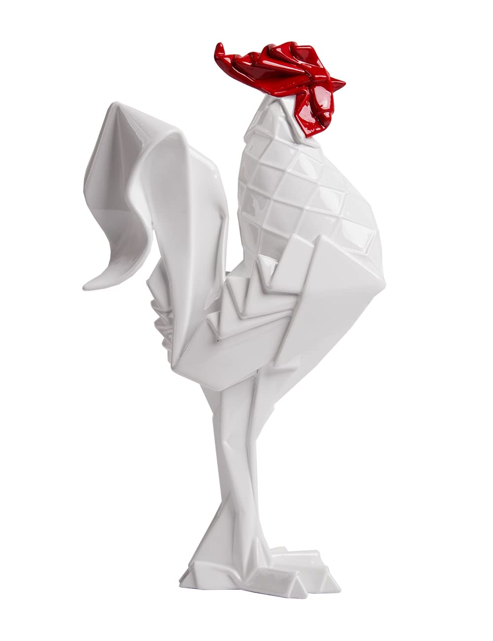 NENBOLEC Hahn Statue Skulpturen Modern Arts Dekor Tier Geschenk Figuren Polyresin Weiss 31cm